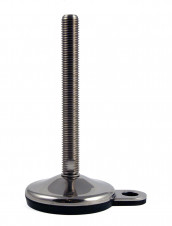 Stainless steel feet – heavy load – Stainless steel adjustable feet Ø 80 with fixing, 10° tilting screw, vulcanized pad